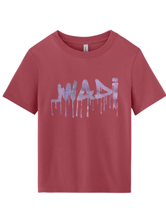 XL-WOMENS GRAFFITI CROPPED HEAVYWEIGHT TEE VINTAGE RED