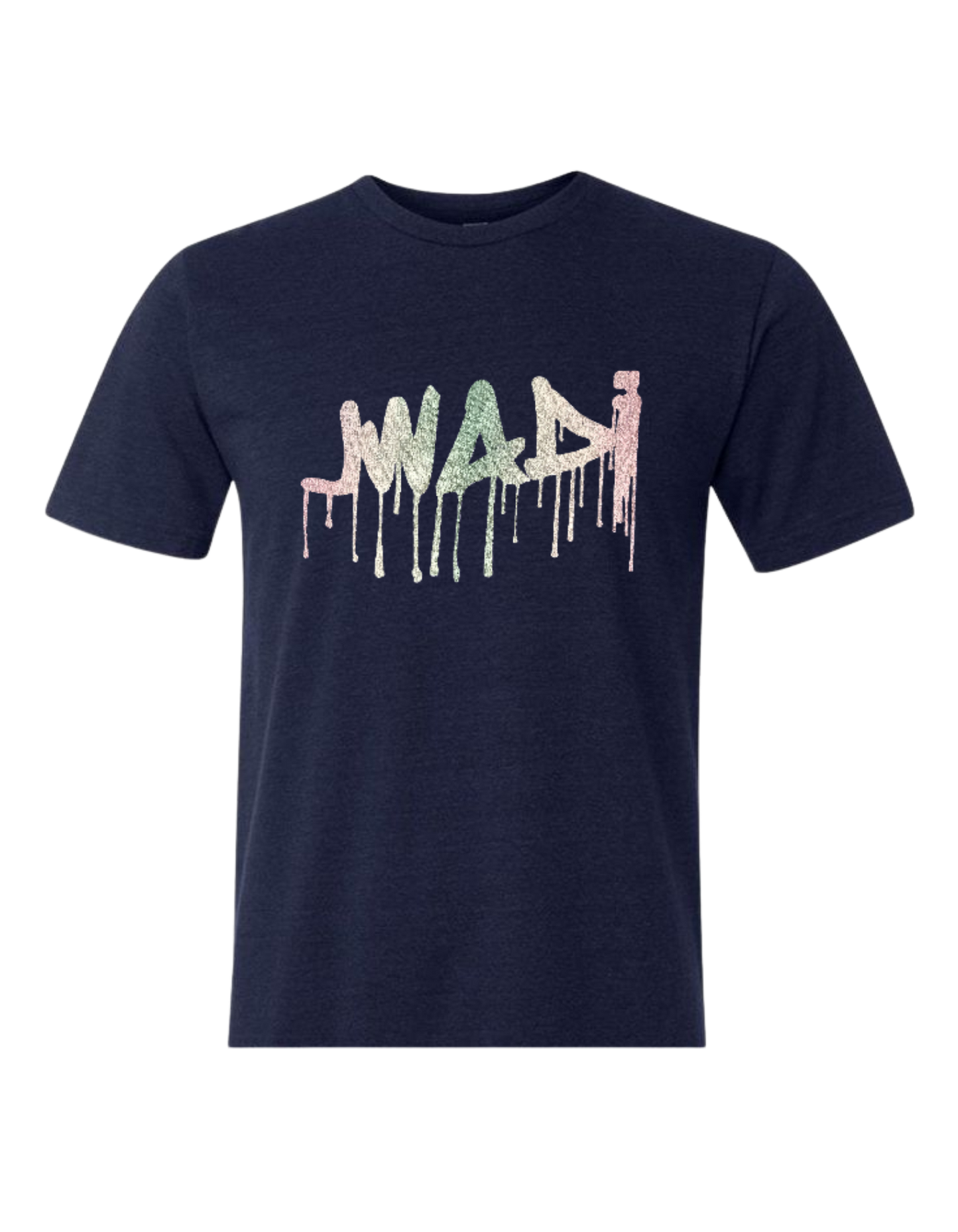 GRAFFITI TEE - NAVY W/ IRIDESCANT PINK WHITE & GREEN M - XL - XXL