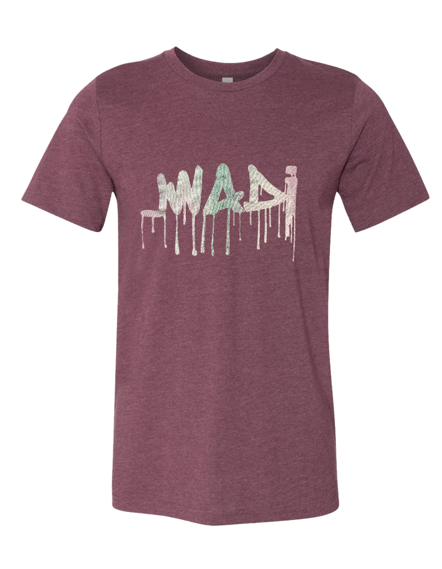 GRAFFITI TEE -HEATHER MAROON W/ GREEN AND PURPLE